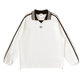 Clubhouse Sweatshirt — men's white golf sweatshirt with striped lapel collar, Golf Chimp
