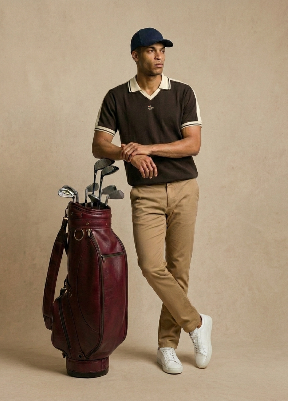 Rough Tee — oversized colour block golf polo with contrast collar by Golf Chimp